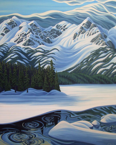 Original Painting by Patrick Markle - "Spring Thaw Island Lake" (Fernie, BC, Canada)