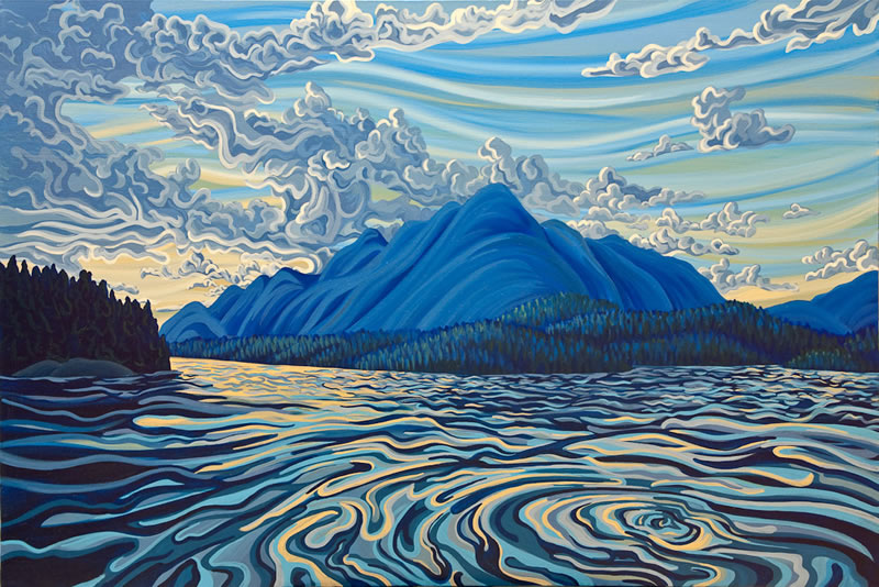 Original Painting by Patrick Markle - "Sunset, Lake Koocanusa"